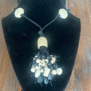 Black and Cream Beaded Necklace
